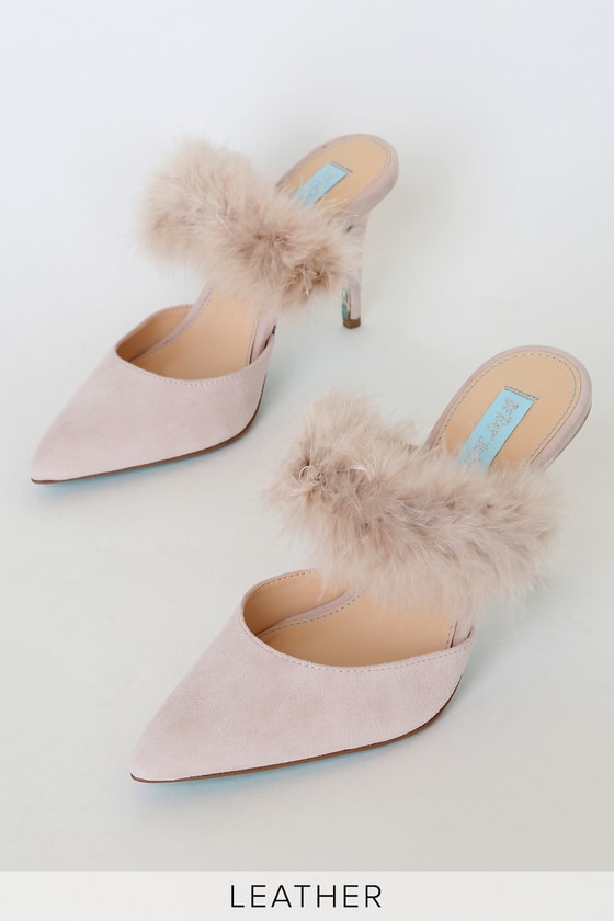 suede nude mules