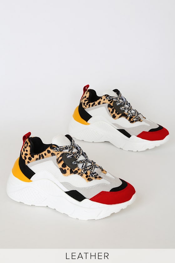 Antonia-L Leopard Calf Hair Colorblock Sneakers 1