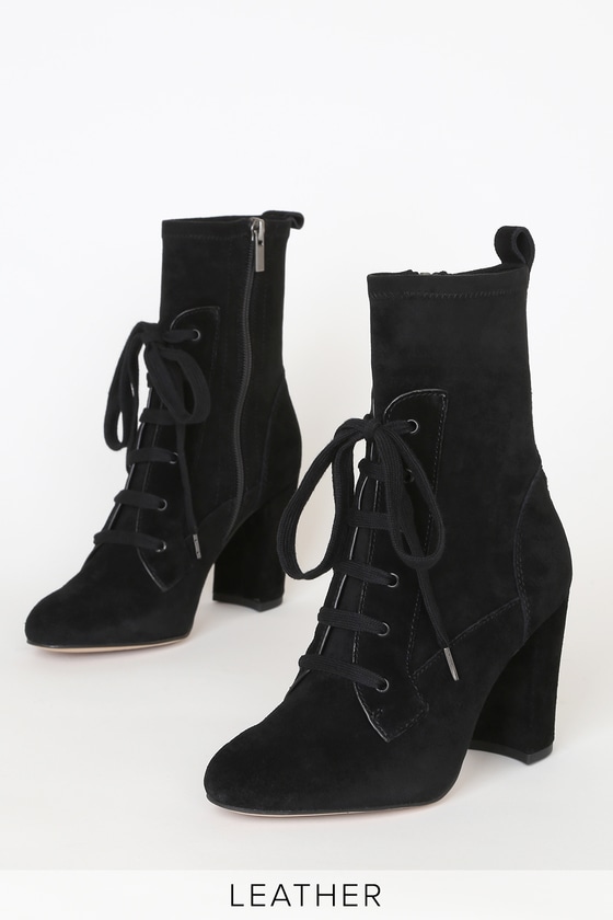 womens black mid calf lace up boots