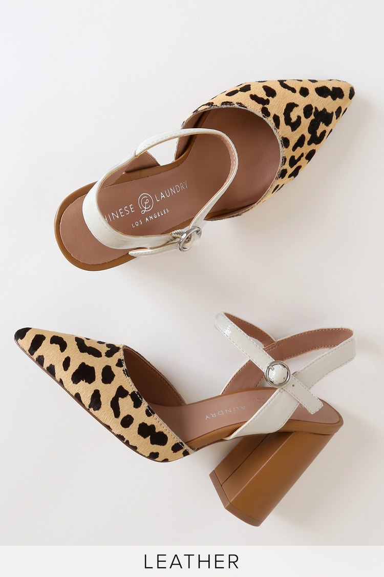 Chic Leopard Print Flats - Pointed-Toe Flats - Slingback Flats - Lulus