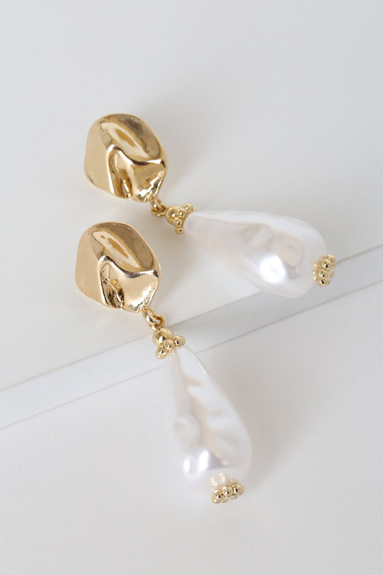 Moira Gold and Pearl Teardrop Earrings 2