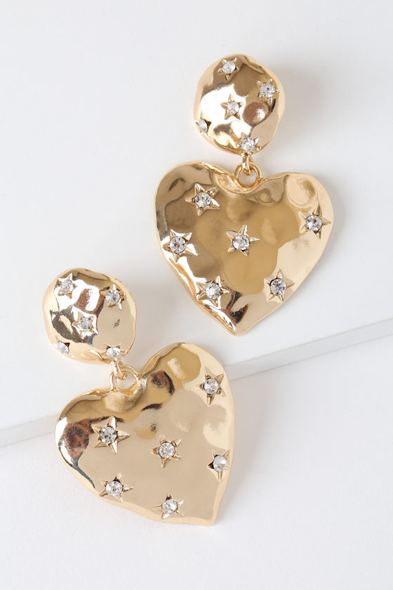 EME19050307: LULUS STAR STUDDED HEART EARRINGS 1