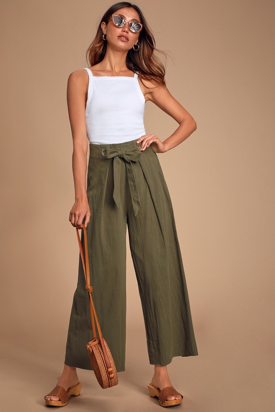 olive green straight leg pants