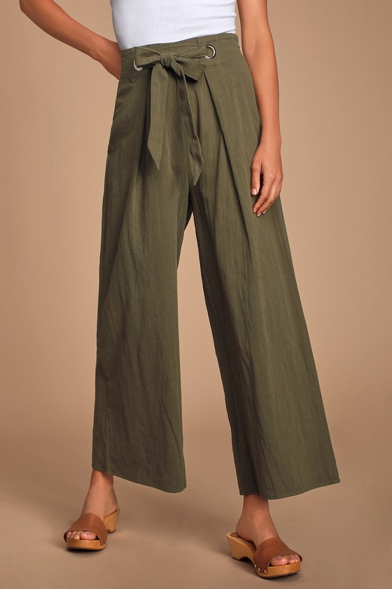 olive green flare pants