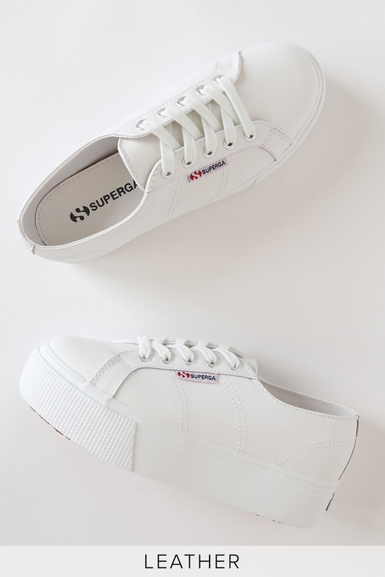 superga leather flatform