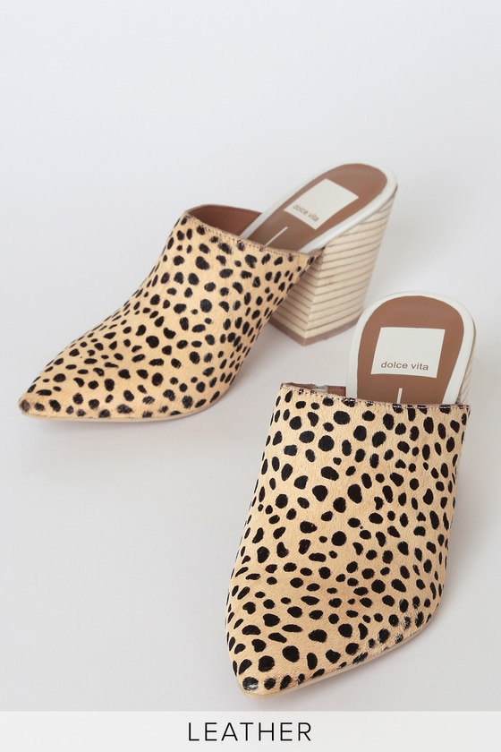 Dolce Vita Angela - Leopard Leather Mules - Pointed-Toe Mules - Lulus