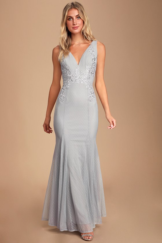 Lovely Grey Lace Maxi Dress Lace Swiss Dot Dress Lace Dress Lulus