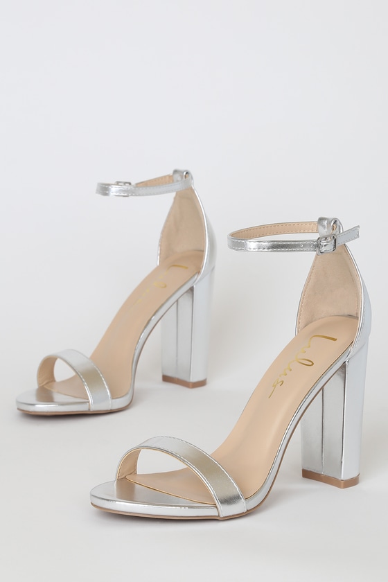 Sexy Silver Heels - Ankle Strap Heels 