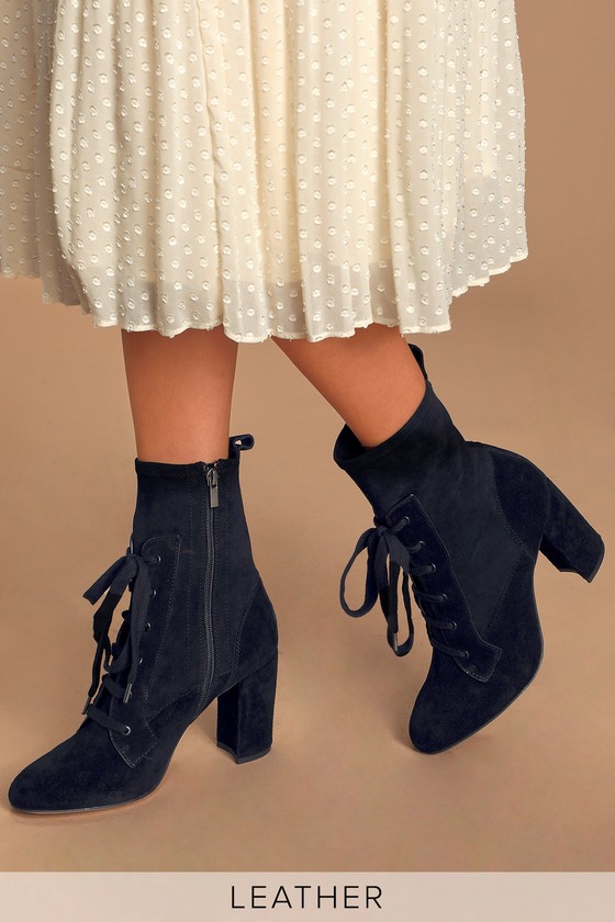 black mid calf lace up boots
