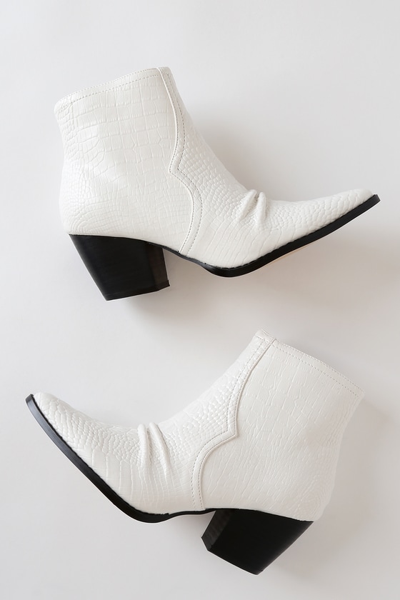 white crocodile booties