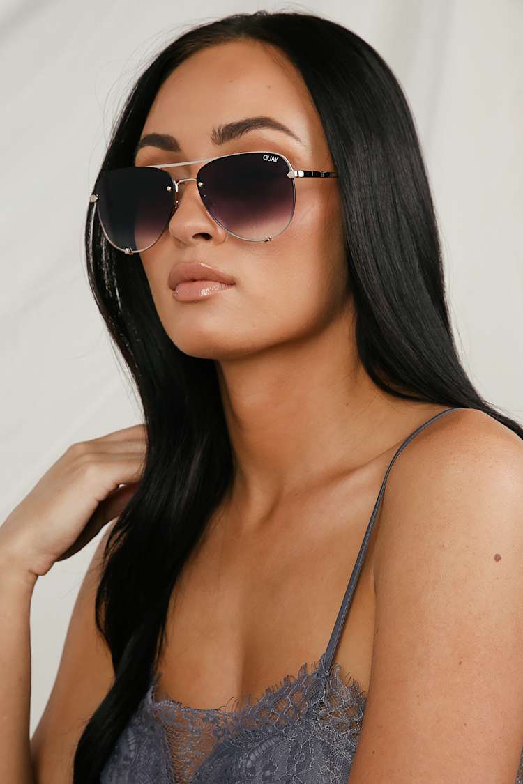 High Key Mini Rimless Gold And Black Aviator Sunglasses atelieryuwa