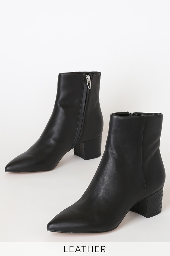 Dolce Vita Bel - Black Leather Ankle Boots - High Heel Booties - Lulus