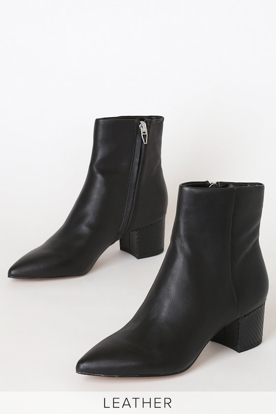 Bel Onyx Leather Pointed-Toe Ankle Booties 3