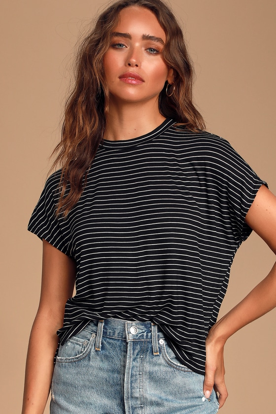 Black and White Striped Tee - Striped Tops - Short Sleeve T-Shirt - Lulus