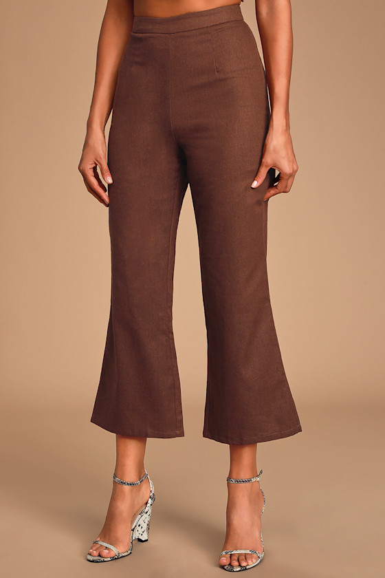 Clairo Washed Burgundy Cropped Wide-Leg Pants 4