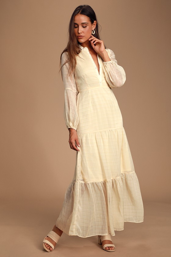 maxi dress with balloon sleeves