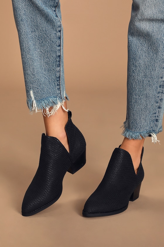 CL by Laundry Caring - Black Snake Boots - Ankle Booties - Boots
