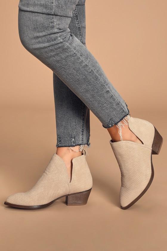womens ankle booties taupe