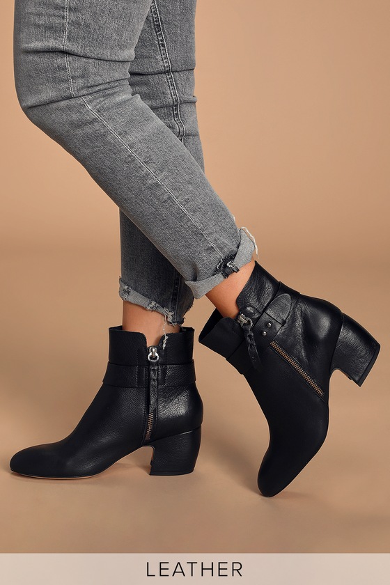 Splendid Harlee - Black Leather Booties - Leather Ankle Boots - Lulus