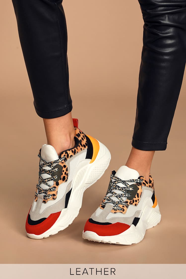 Antonia-L Leopard Calf Hair Colorblock Sneakers