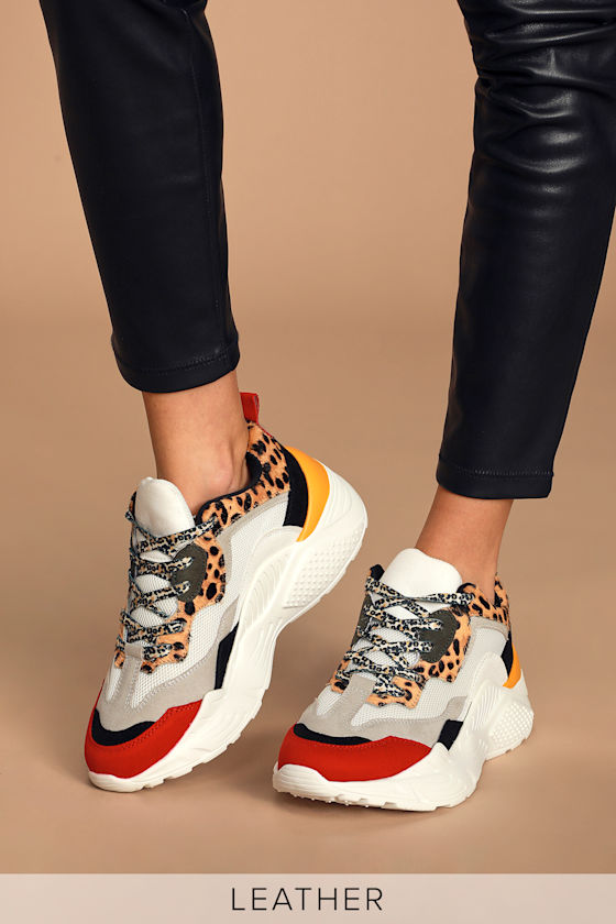 Antonia-L Leopard Calf Hair Colorblock Sneakers 2