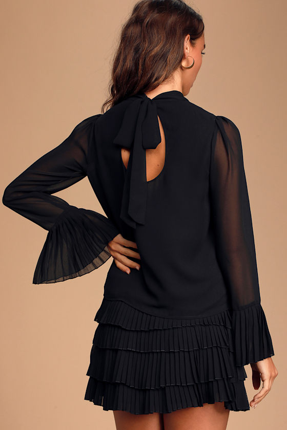 chiffon tie back midi skater dress