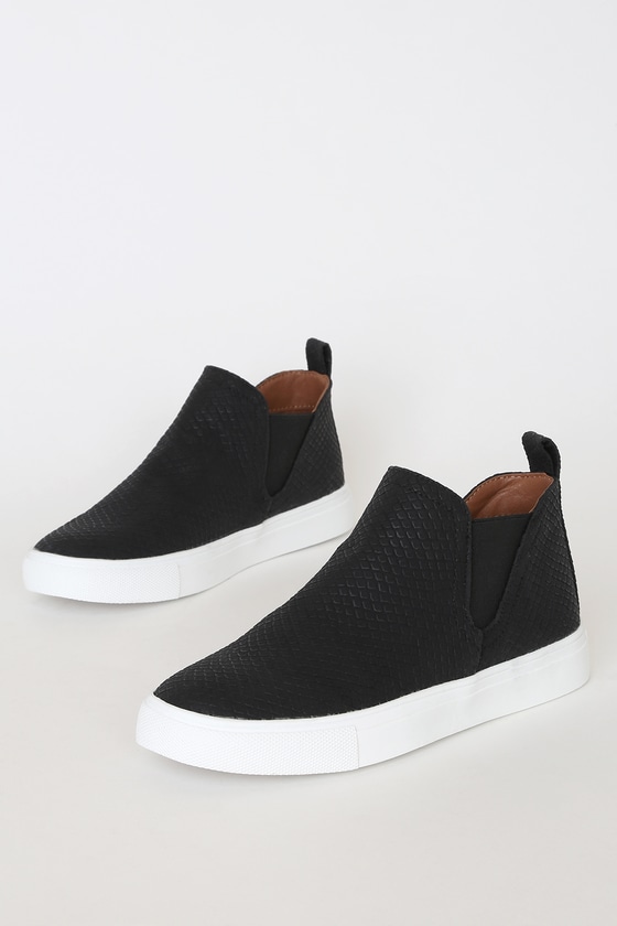 high top black slip on sneakers