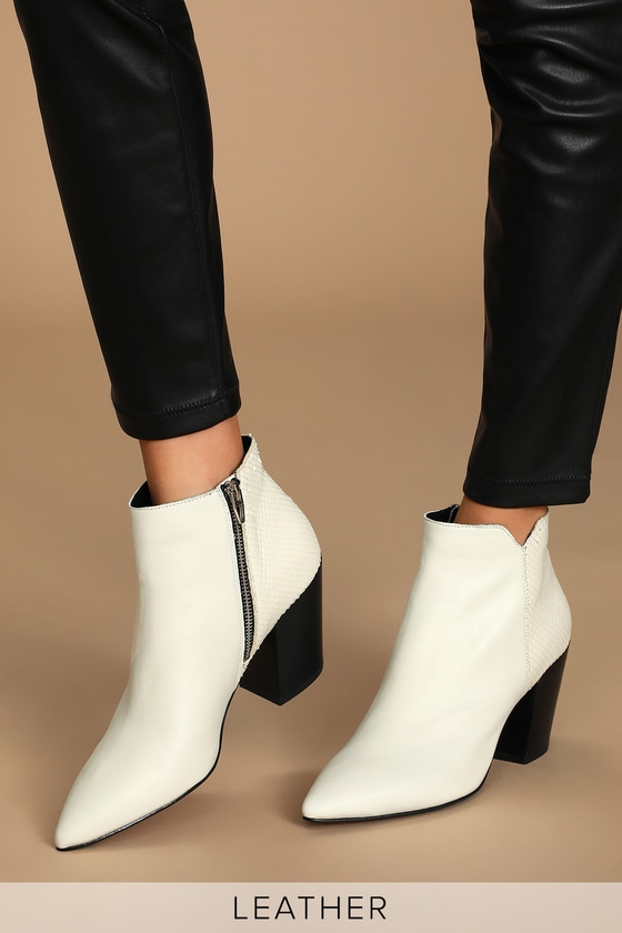 Dolce Vita Aden White Boots - Pointed Toe Booties - Leather Boots - Lulus