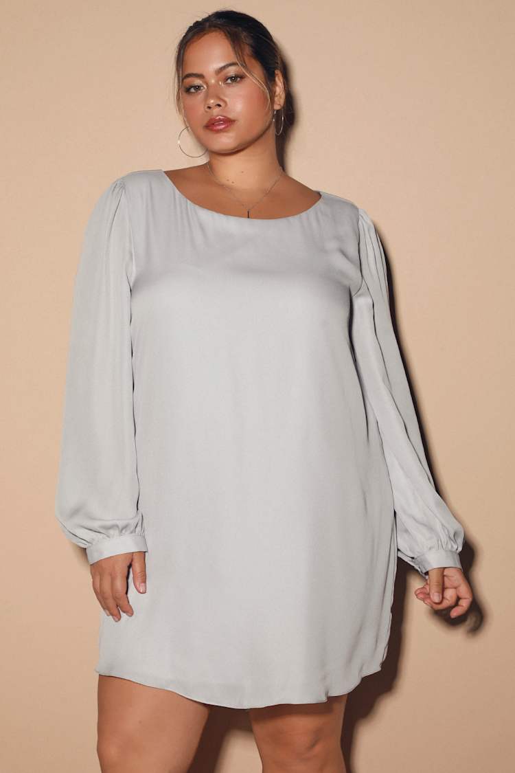 Status Update Light Grey Shift Dress