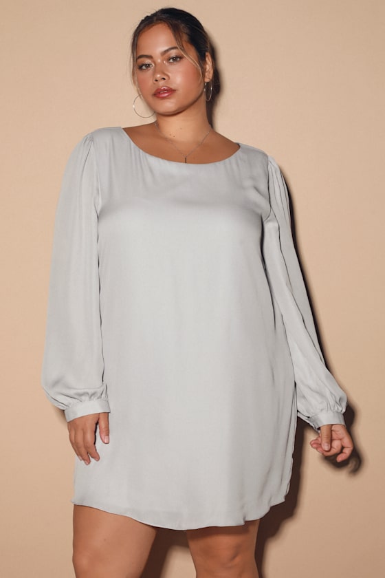 Status Update Light Grey Shift Dress 10