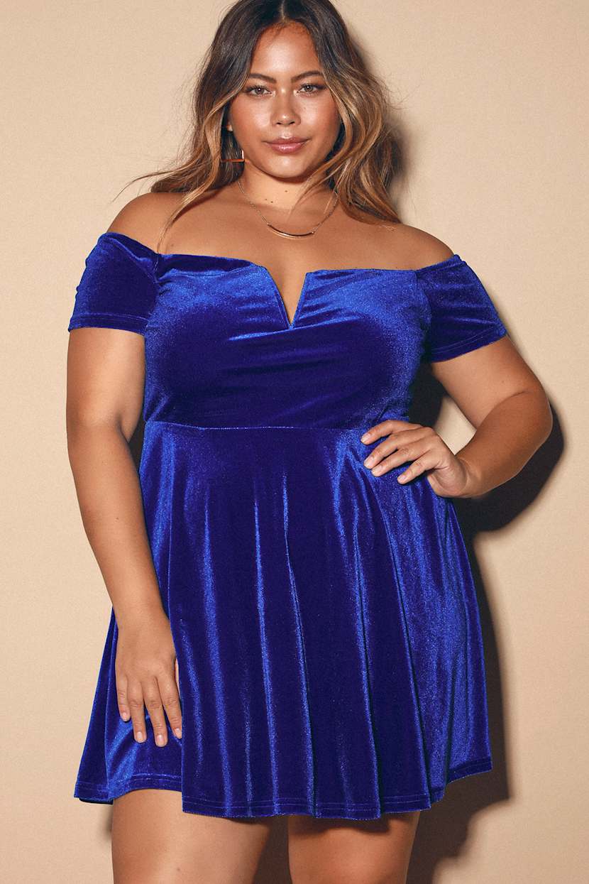 Luxe Velvet Dress - Royal Blue Skater Dress - OTS Dress - Dress - Lulus