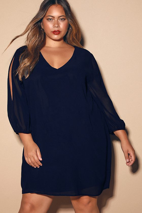 Shifting Dears Navy Blue Long Sleeve Dress 8