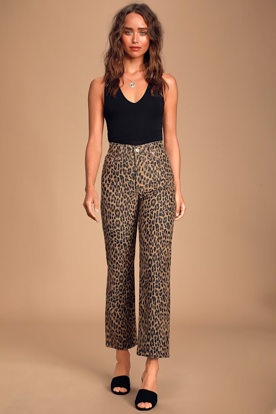 Ribcage Leopard Print Corduroy Jeans 1