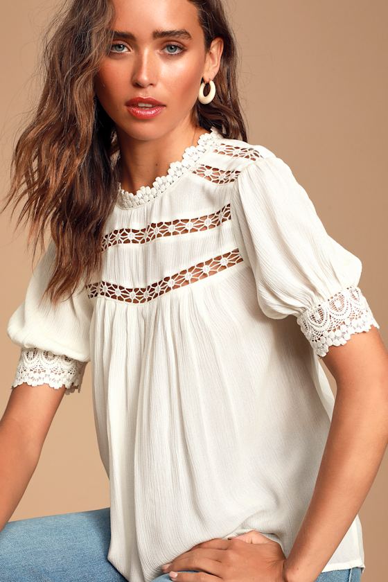 Always True White Crochet Lace Short Sleeve Top 3