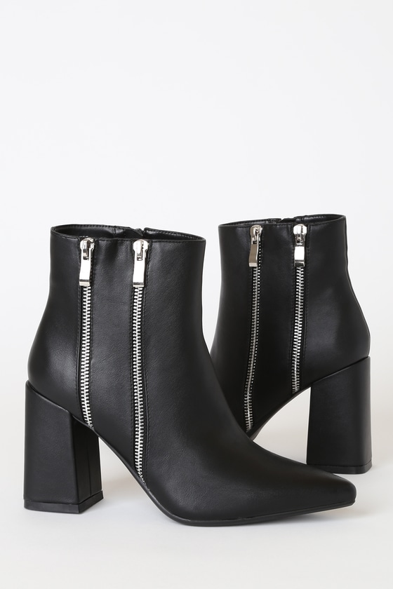 Lockwood Black Pointed-Toe Ankle Booties