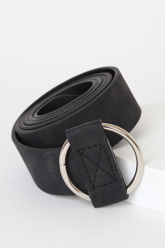 Chic Black Ring Belt - Vegan Suede Belt - O-Ring Belt - Lulus