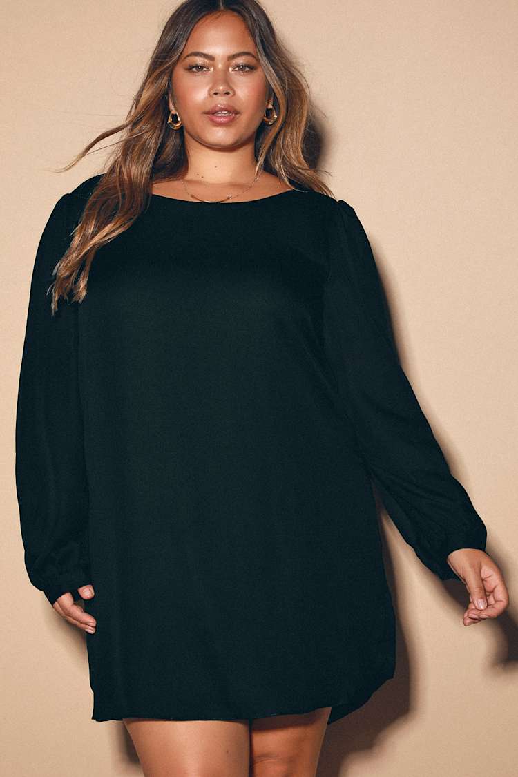plus size black shift dress Helen Liquid Jersey Shift Dress