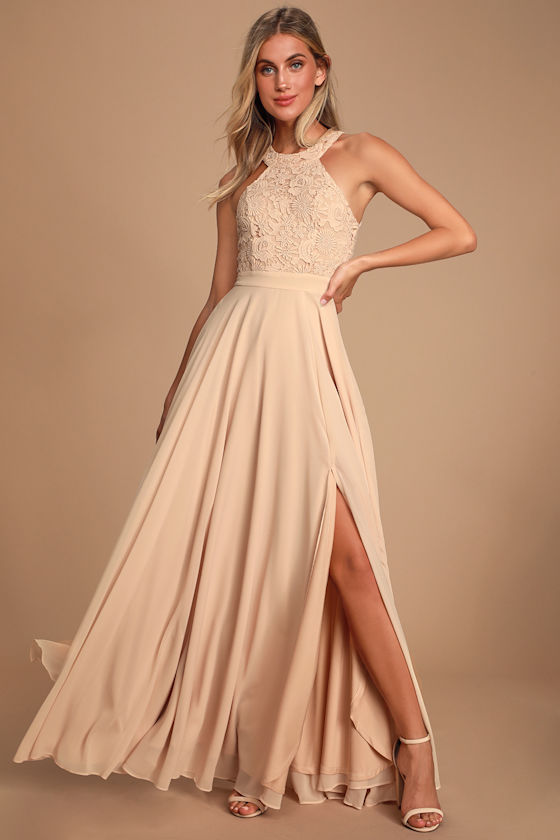 Picture Perfect Blush Lace Maxi Dress 5