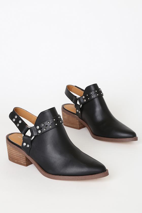 Zayden Black Cutout Ankle Booties 1