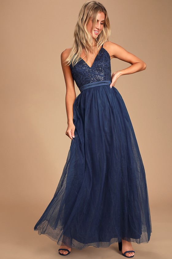 navy gala dress