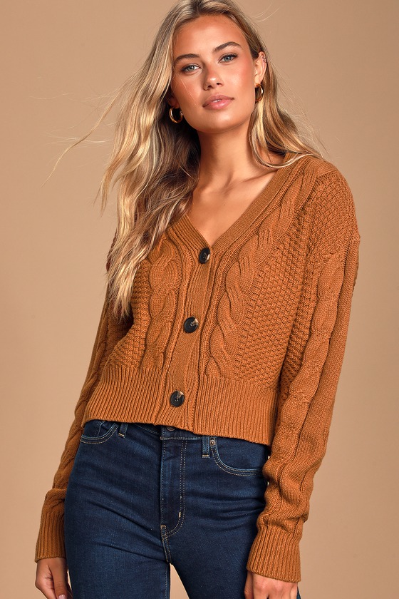 cable knit cropped cardigan