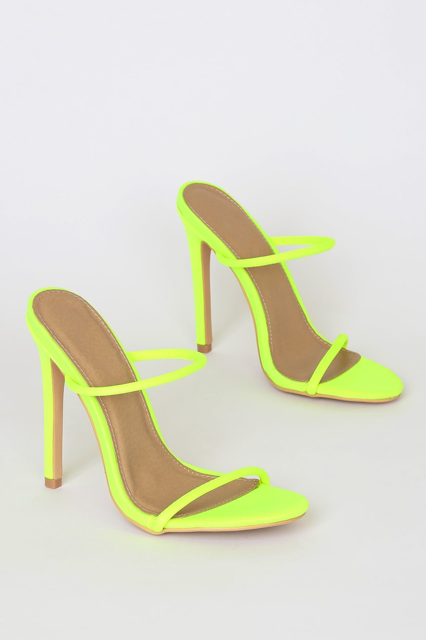 generatie tobben Blijkbaar Chic Neon Lime Green Heels - High Heel Sandals - Peep-Toe Heels - Lulus