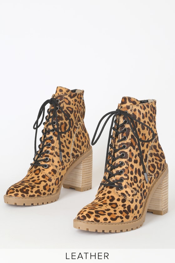 leopard print lace up booties