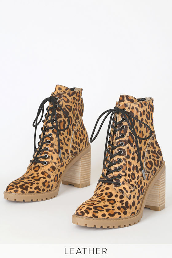 Norma Dark Leopard Calf Hair Lace-Up Ankle Boots 1