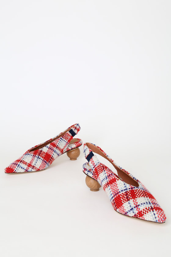 Jaggar Spheric Plaid Pumps Plaid Pointed Toe Pumps Slingbacks Lulus