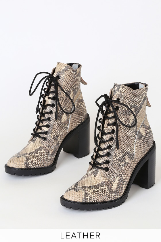 leather snake print boots