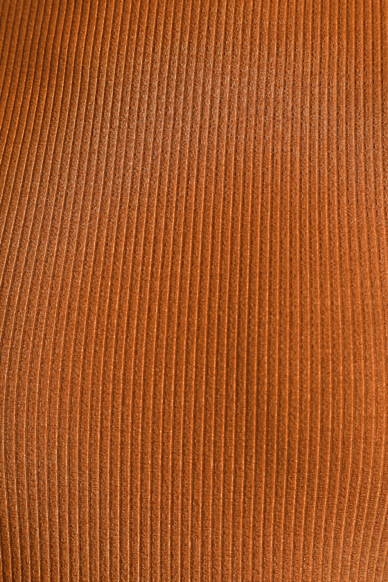 Wilde Rust Orange Ribbed Long Sleeve Mock Neck Bodysuit - thumbnail 6