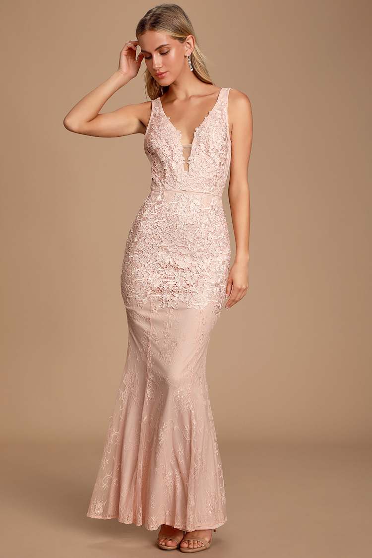 Lovely Blush Dress - Lace Dress - Maxi Dress - Mermaid Maxi - Lulus Lovely Blush Dress - Lace Dress - Maxi Dress - Mermaid Maxi - Lulus