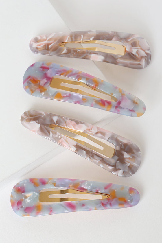 Eye Candy Multi Marbled Acetate Hair Clip Set 1