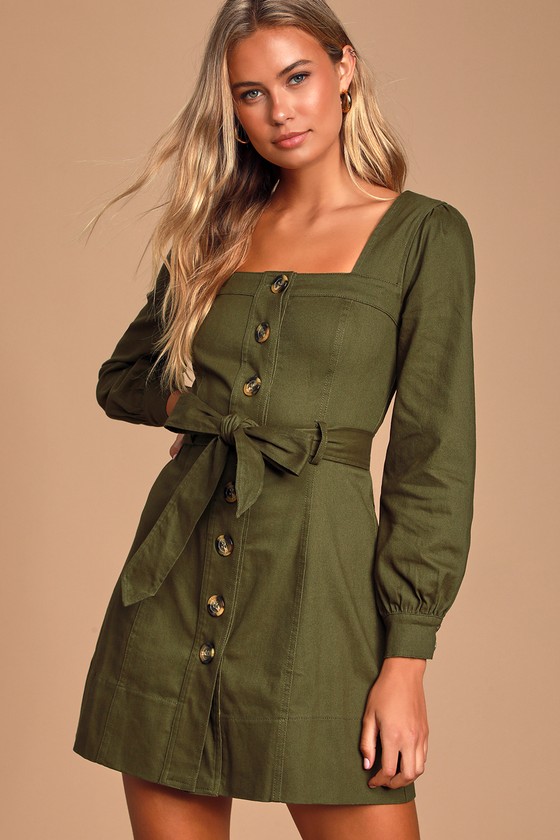 olive green fall dress